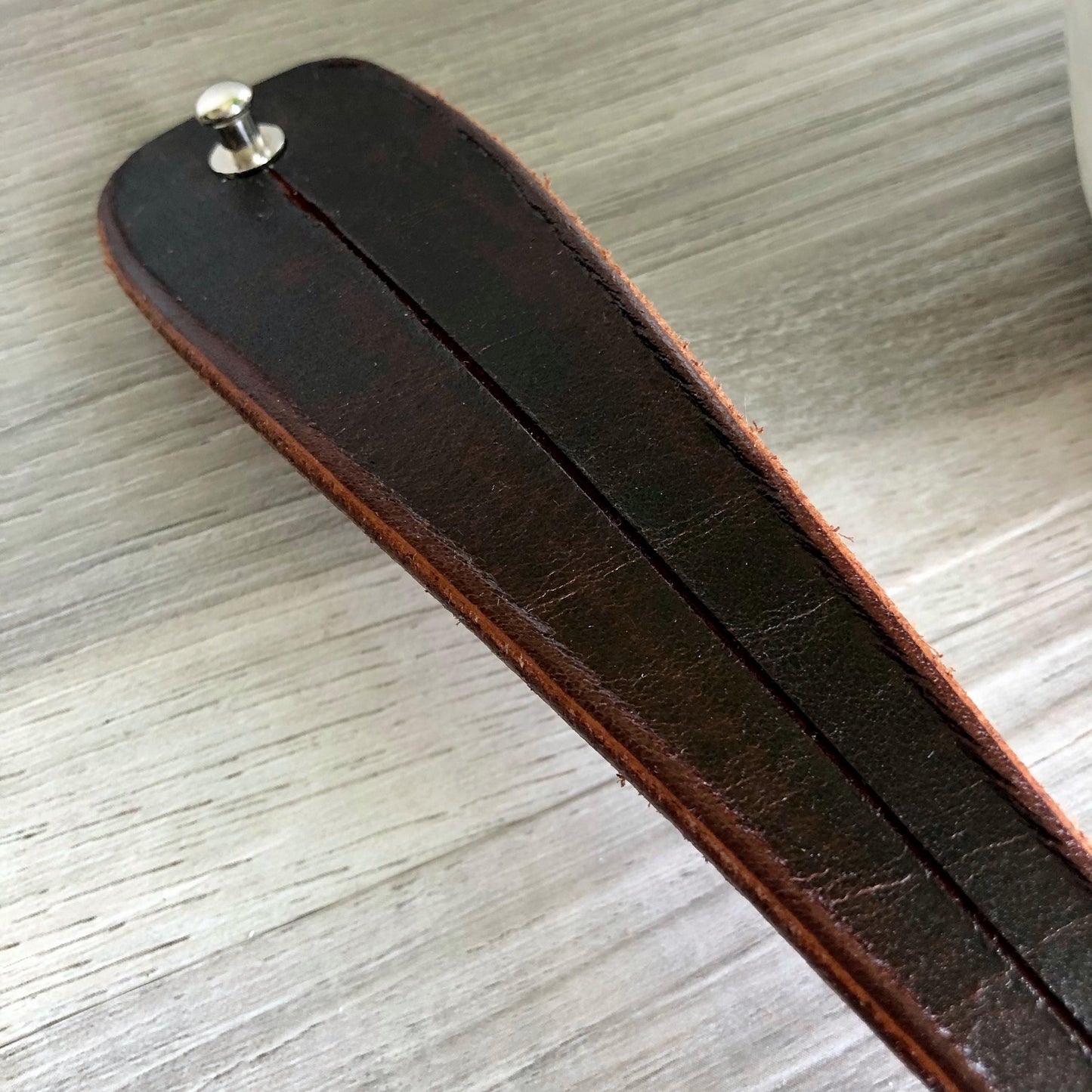 Dark Brown Leather Bracelet for Men Handmade from Rawhide Leather