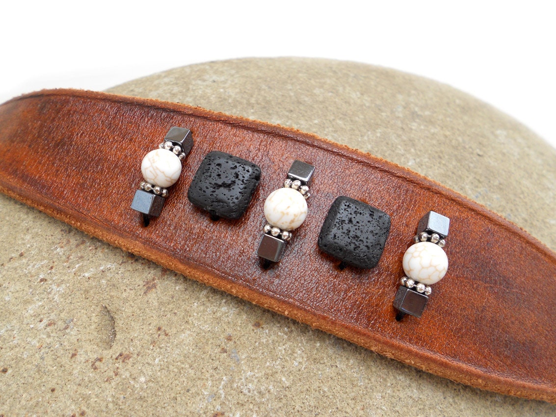 Handmade Beaded Leather Cuff Bracelet