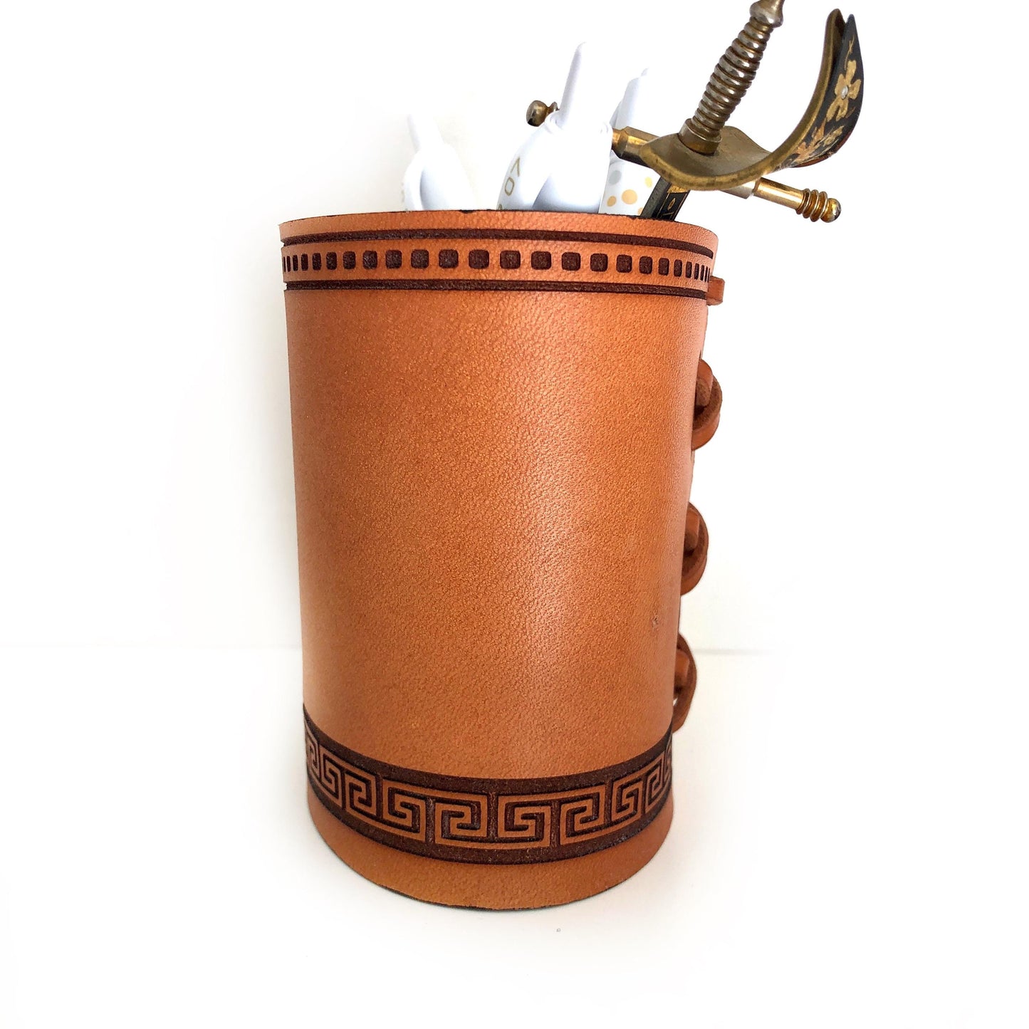 Handmade Leather Pencil and Pen Holder, Laser Etched