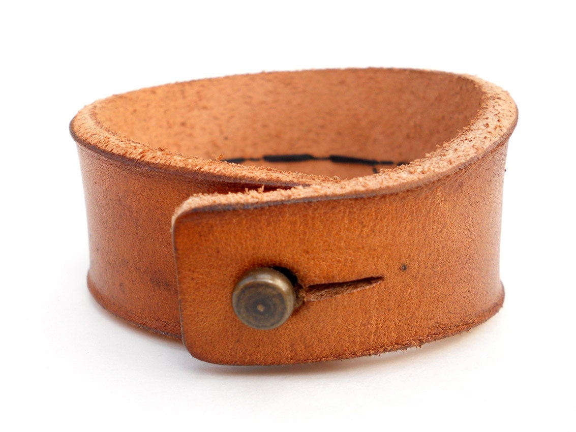 Brown Leather Bracelet with Black Lava Stone Beads