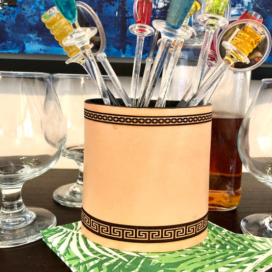 Handmade Leather Pencil and Pen Holder, Laser Etched