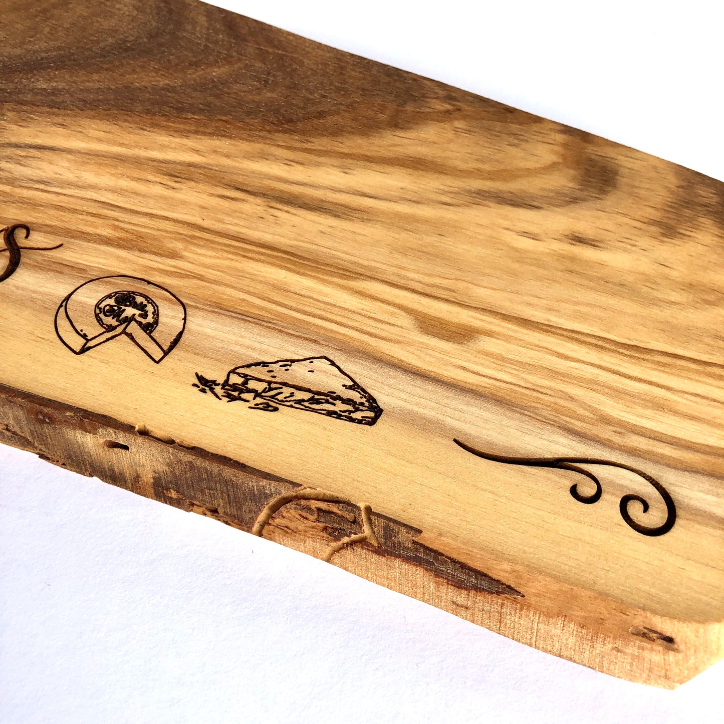 Small Engraved Olive Wood Cheese Board, Fromages