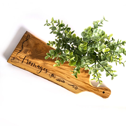 Small Engraved Olive Wood Cheese Board, Fromages