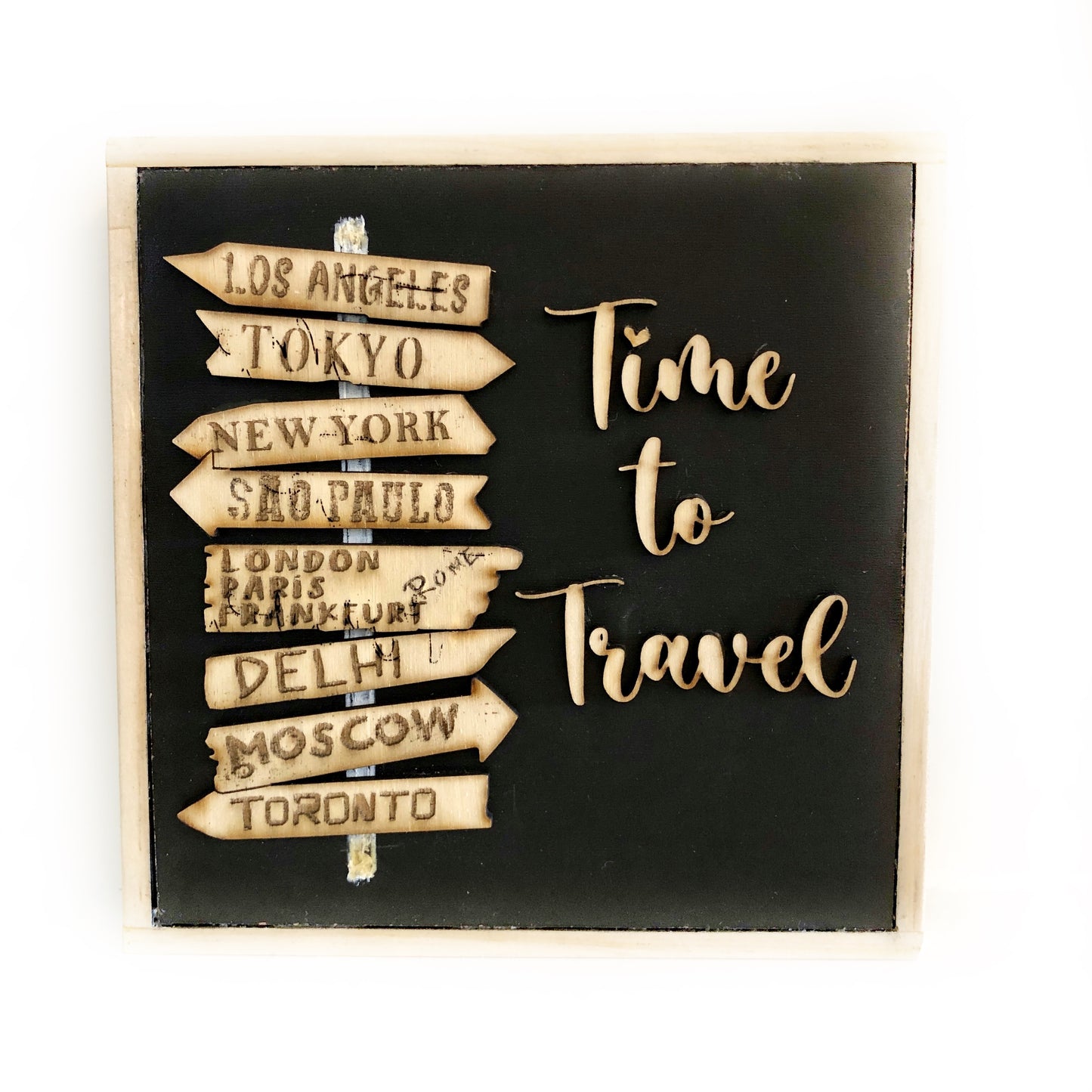 Time to Travel Black Wooden Plaque, Home Decor, Wall Art