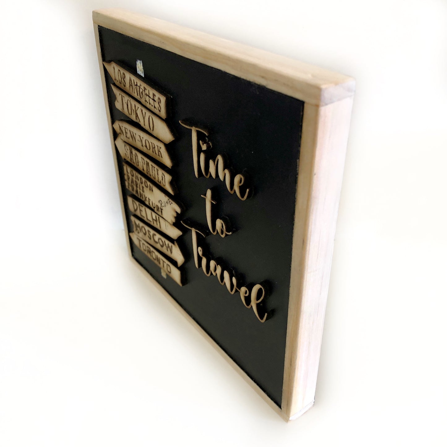 Time to Travel Black Wooden Plaque, Home Decor, Wall Art