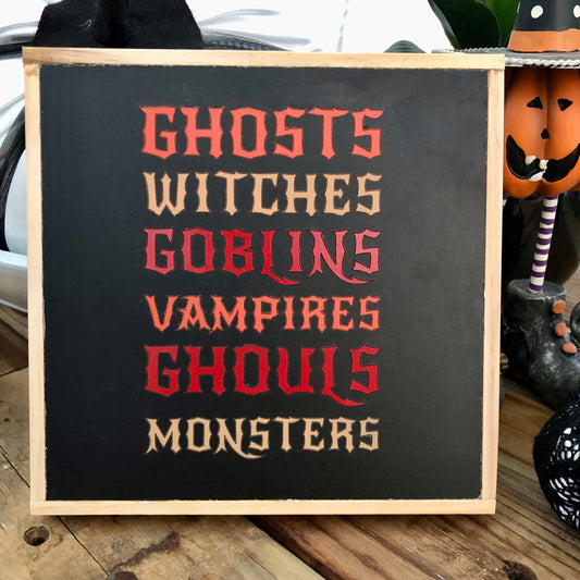 Halloween Decorative Hanging Wall Art: Ghosts, Witches, Goblins, Vampires, Ghouls, Monsters Decorative Sign
