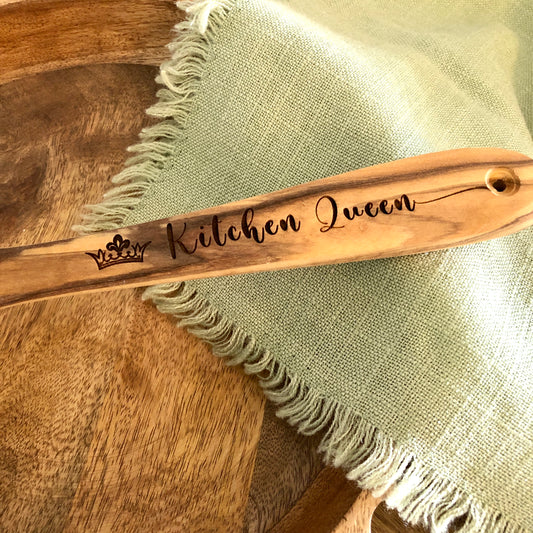 Wooden Spoon made from Olive Wood, Kitchen Queen