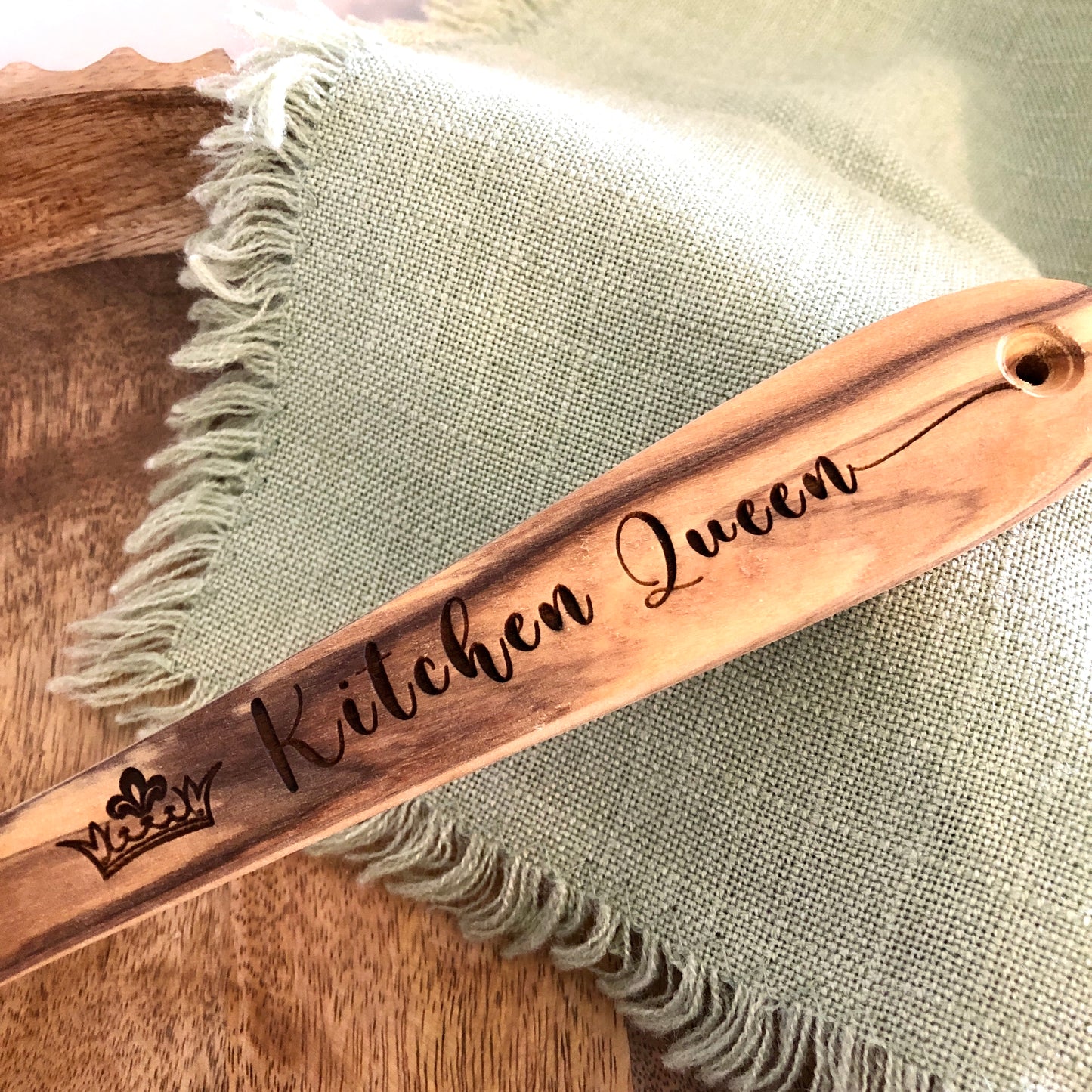 Wooden Spoon made from Olive Wood, Kitchen Queen