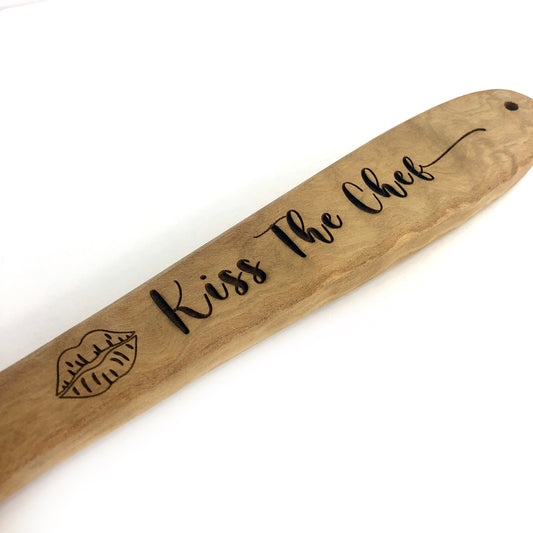Wooden Spoon made from Olive Wood: Kiss the Chef