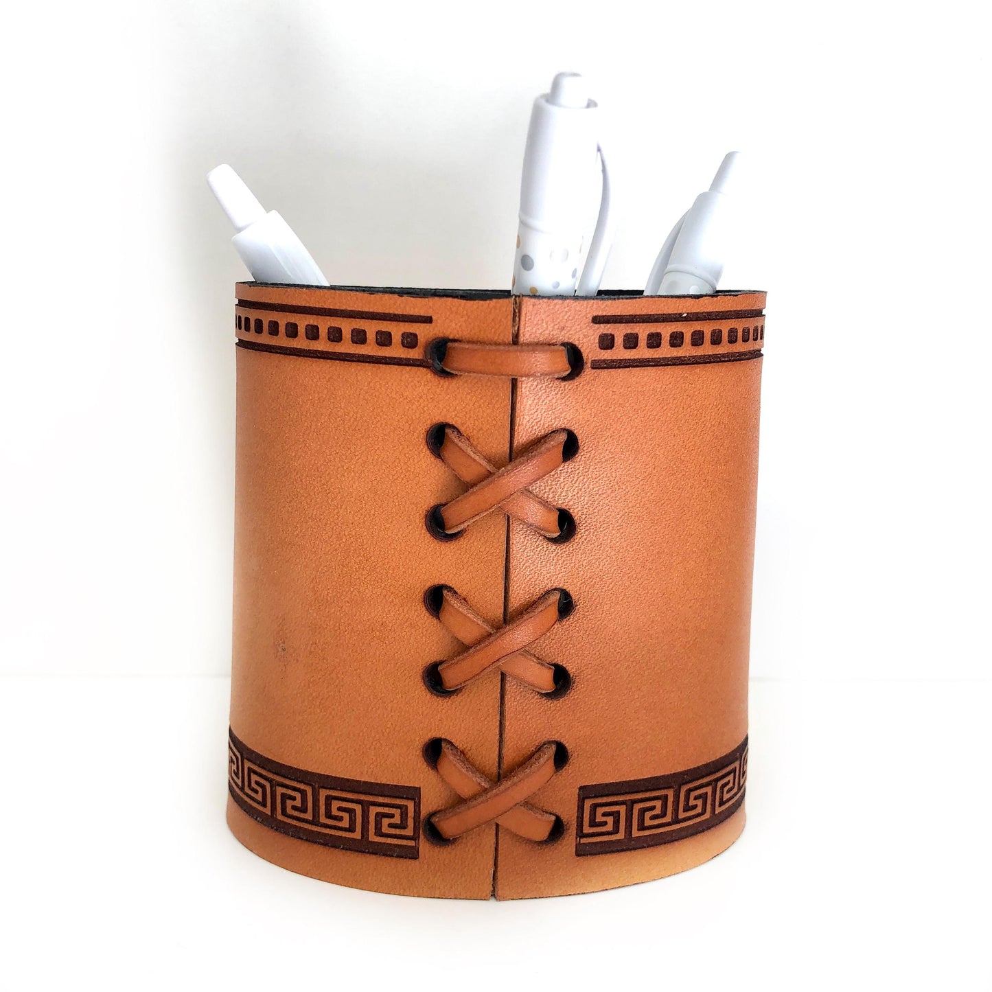 Handmade Leather Pencil and Pen Holder, Laser Etched