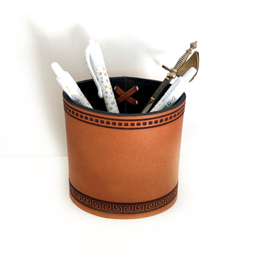 Handmade Leather Pencil and Pen Holder, Laser Etched