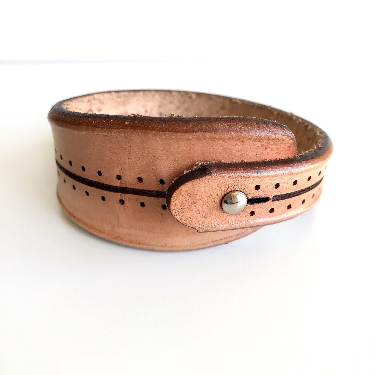 Natural Leather Bracelet for Men Handmade from Rawhide Leather