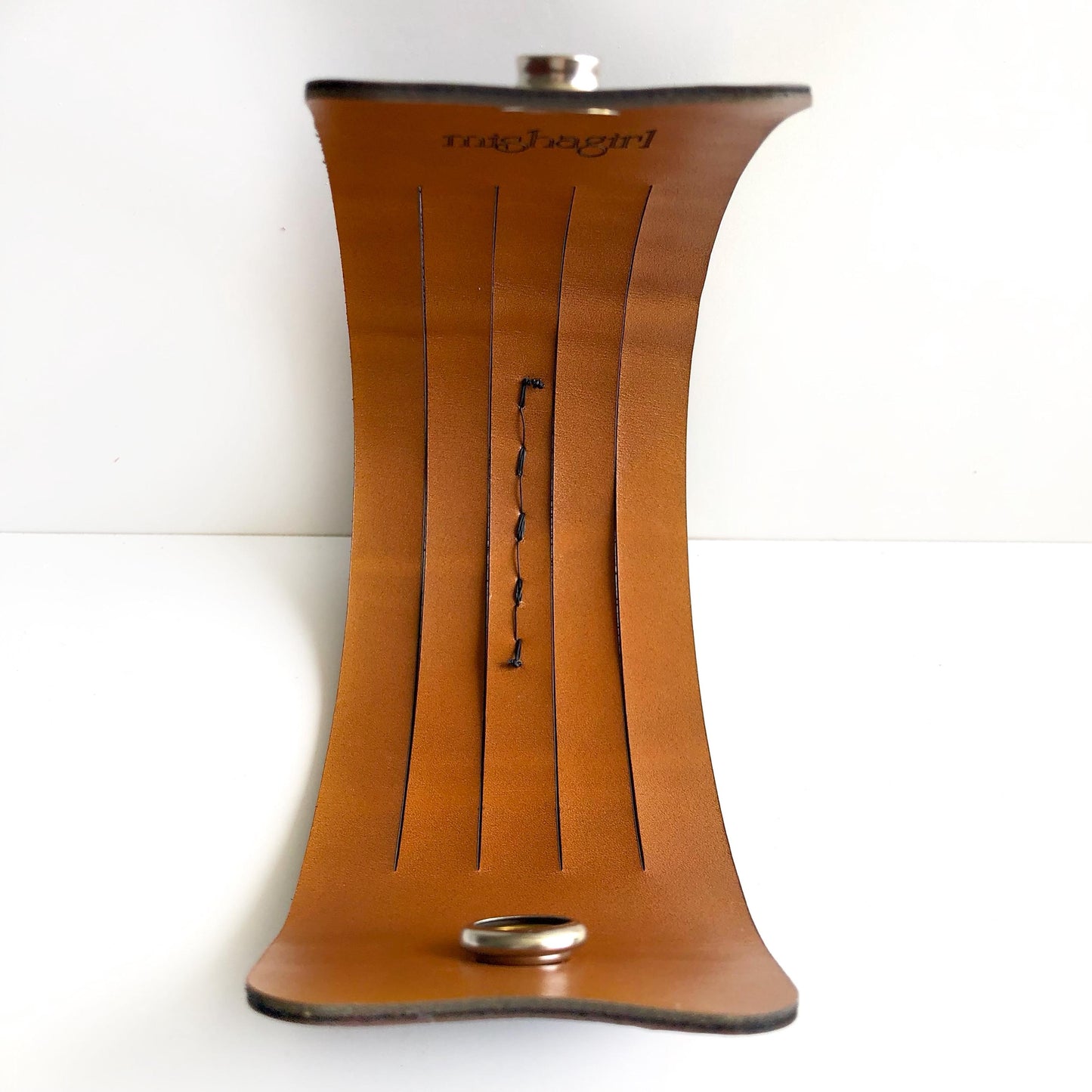 Burgundy Leather Wrist Cuff with Slits