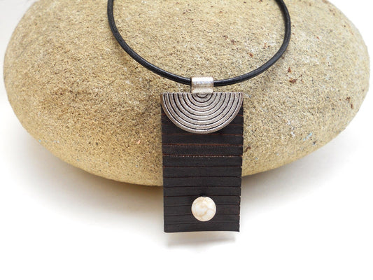Zen Inspired Black Leather Necklace