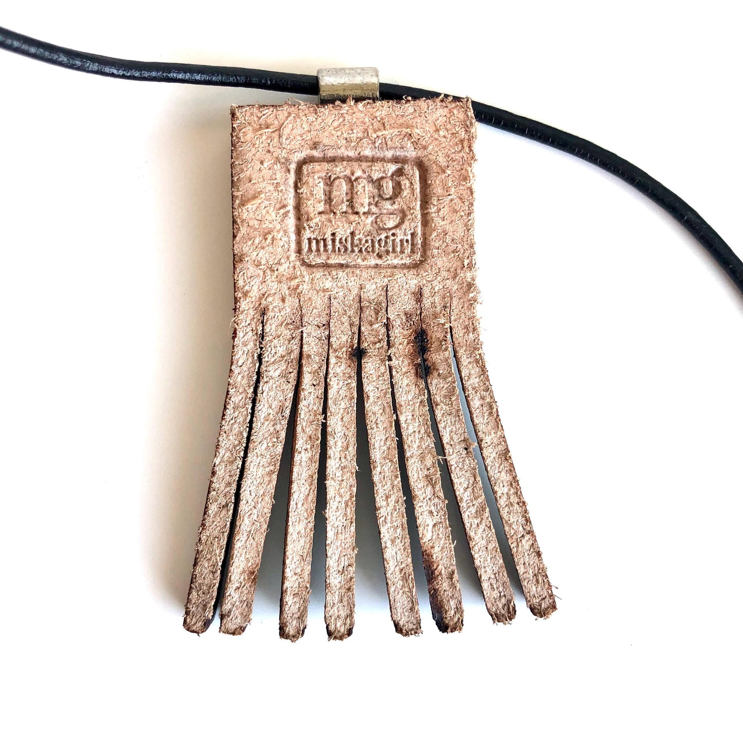 Black and Brown Leather Fringe Necklace