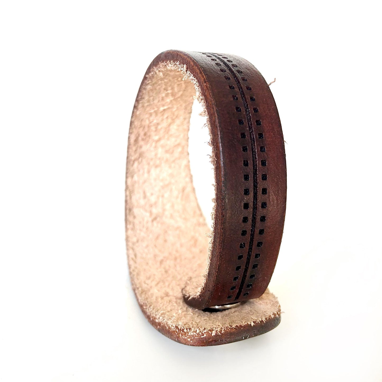 Classic Brown Leather Bracelet for Men Handmade from Rawhide Leather
