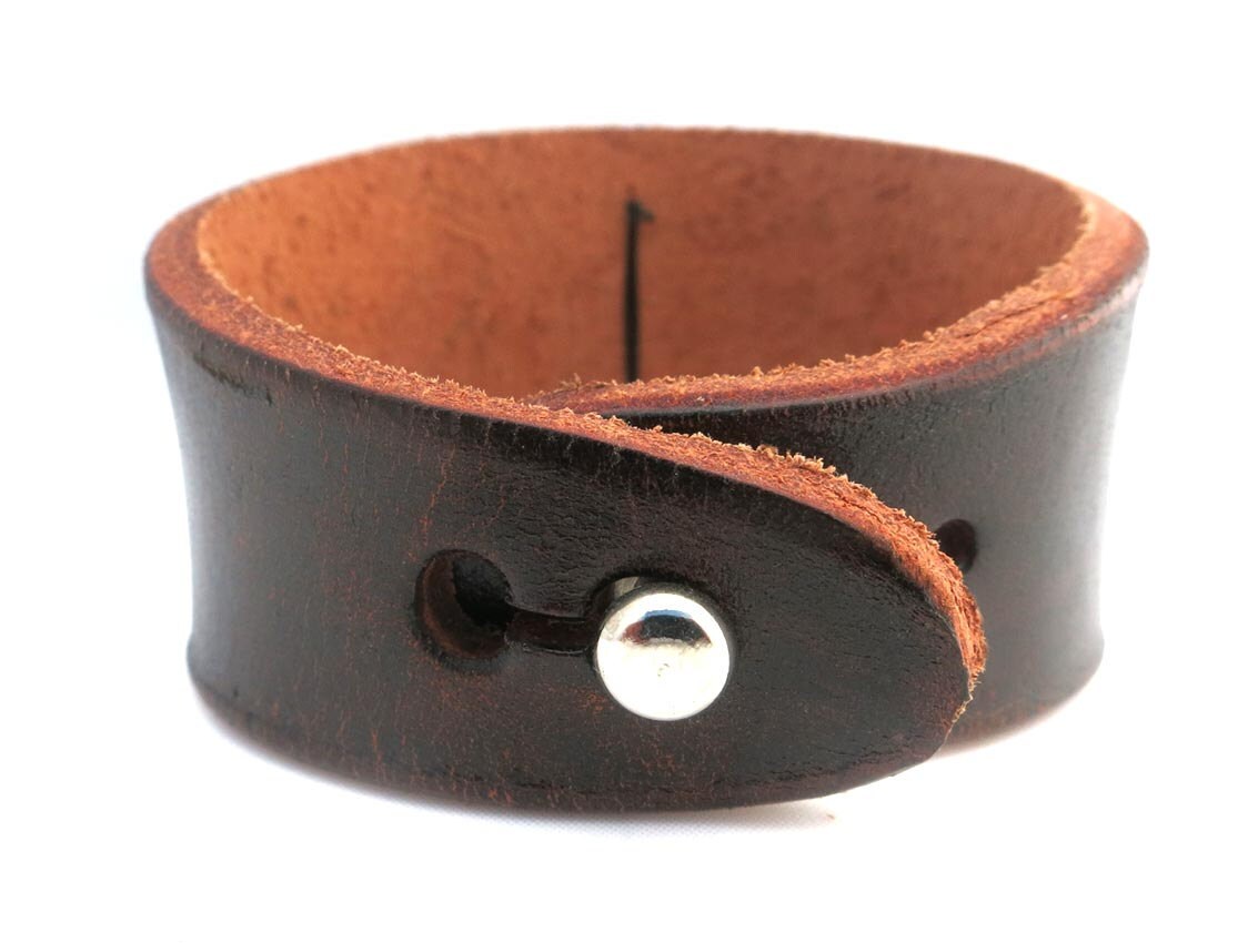 Dark Brown Leather Bracelet with White Carnelian Stone Bead