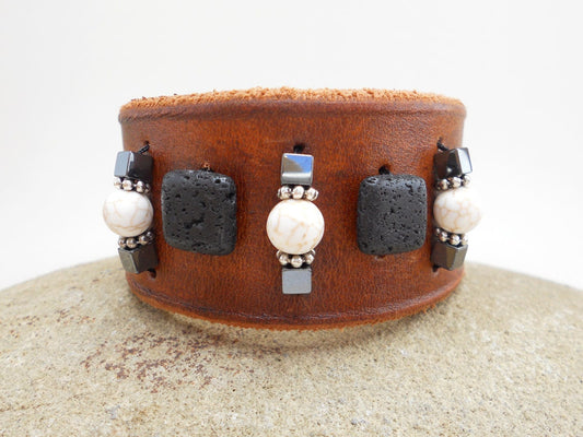 Handmade Beaded Leather Cuff Bracelet