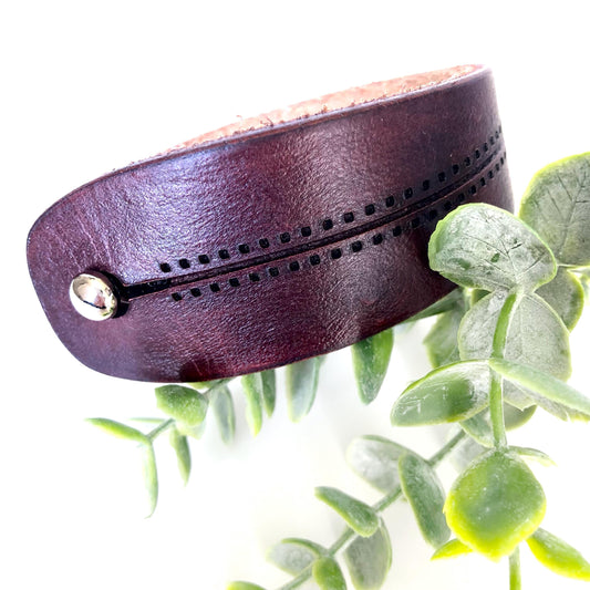 Classic Brown Leather Bracelet for Men Handmade from Rawhide Leather