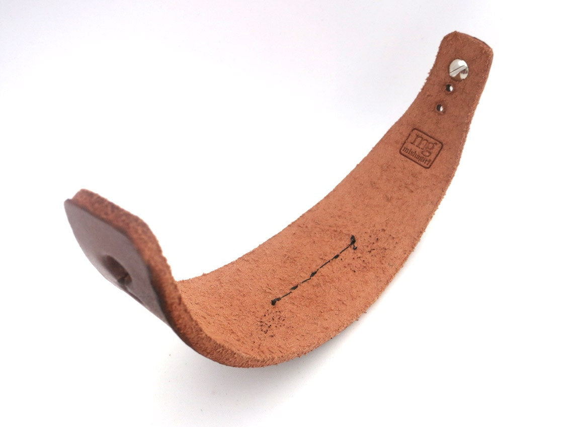 Brown Leather Bracelet Cuff with Hemetite Beads