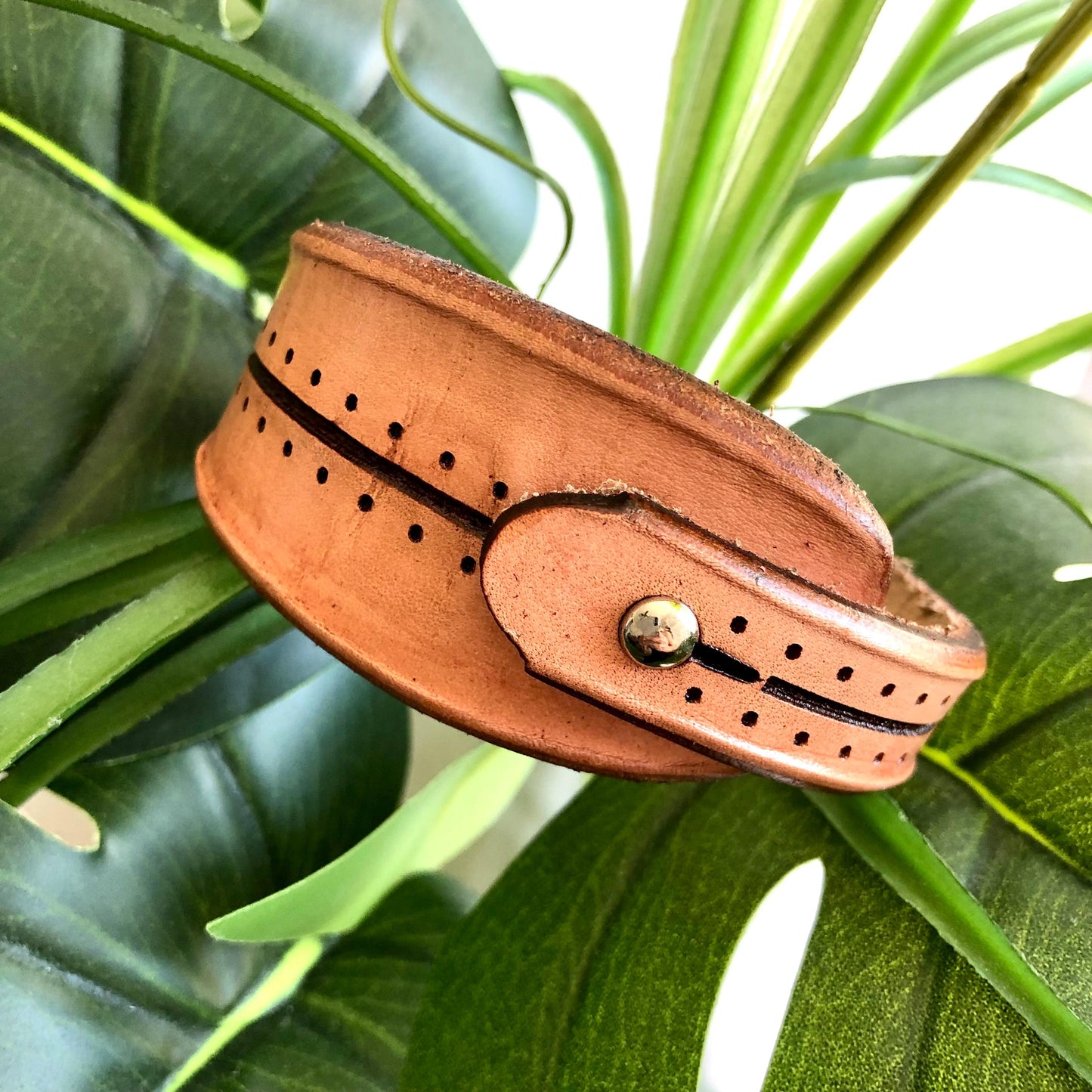 Natural Leather Bracelet for Men Handmade from Rawhide Leather