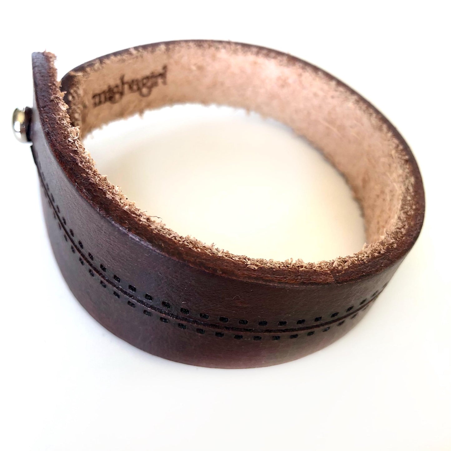 Classic Brown Leather Bracelet for Men Handmade from Rawhide Leather