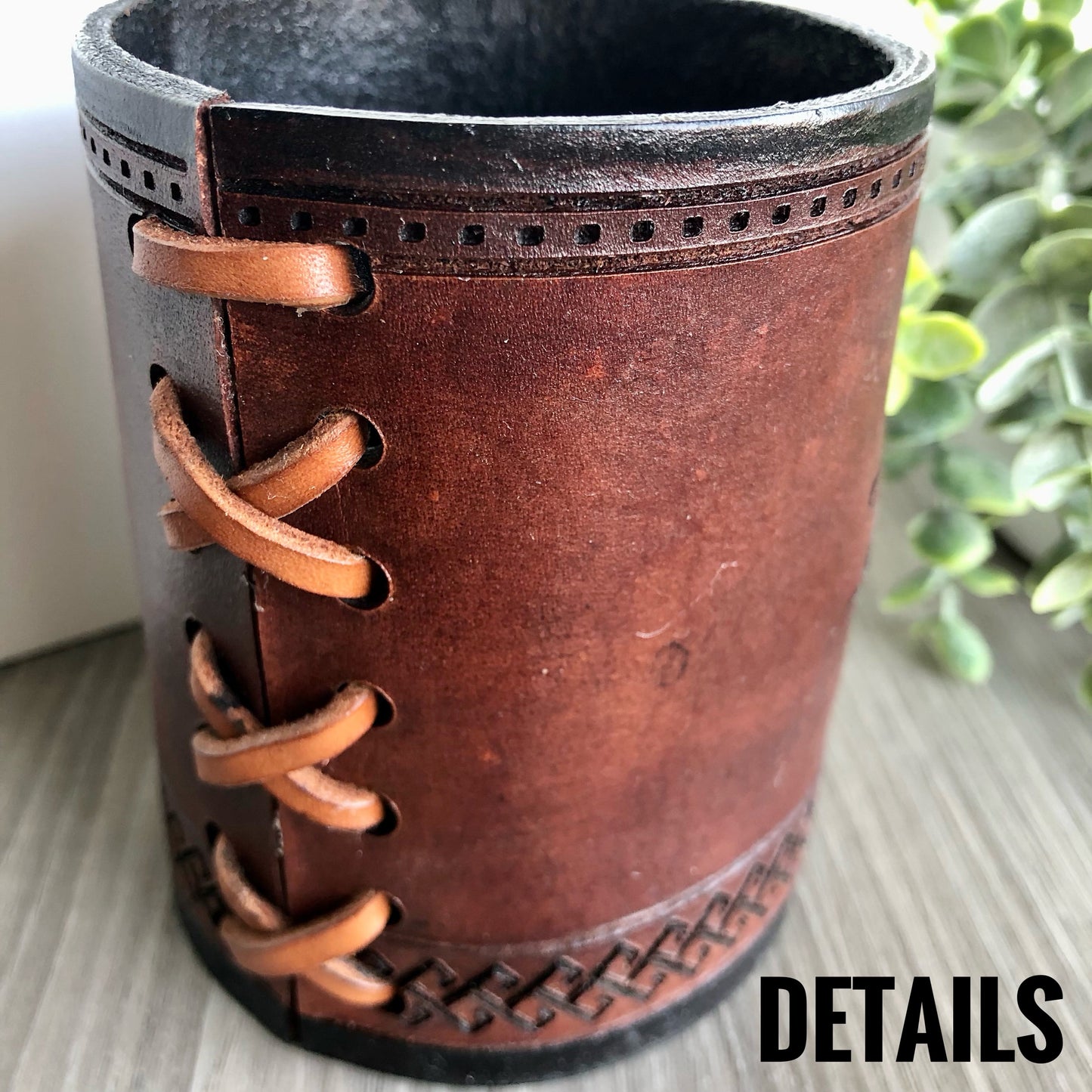 Handmade Leather Pencil and Pen Holder Engraved with I Love You Dad!!