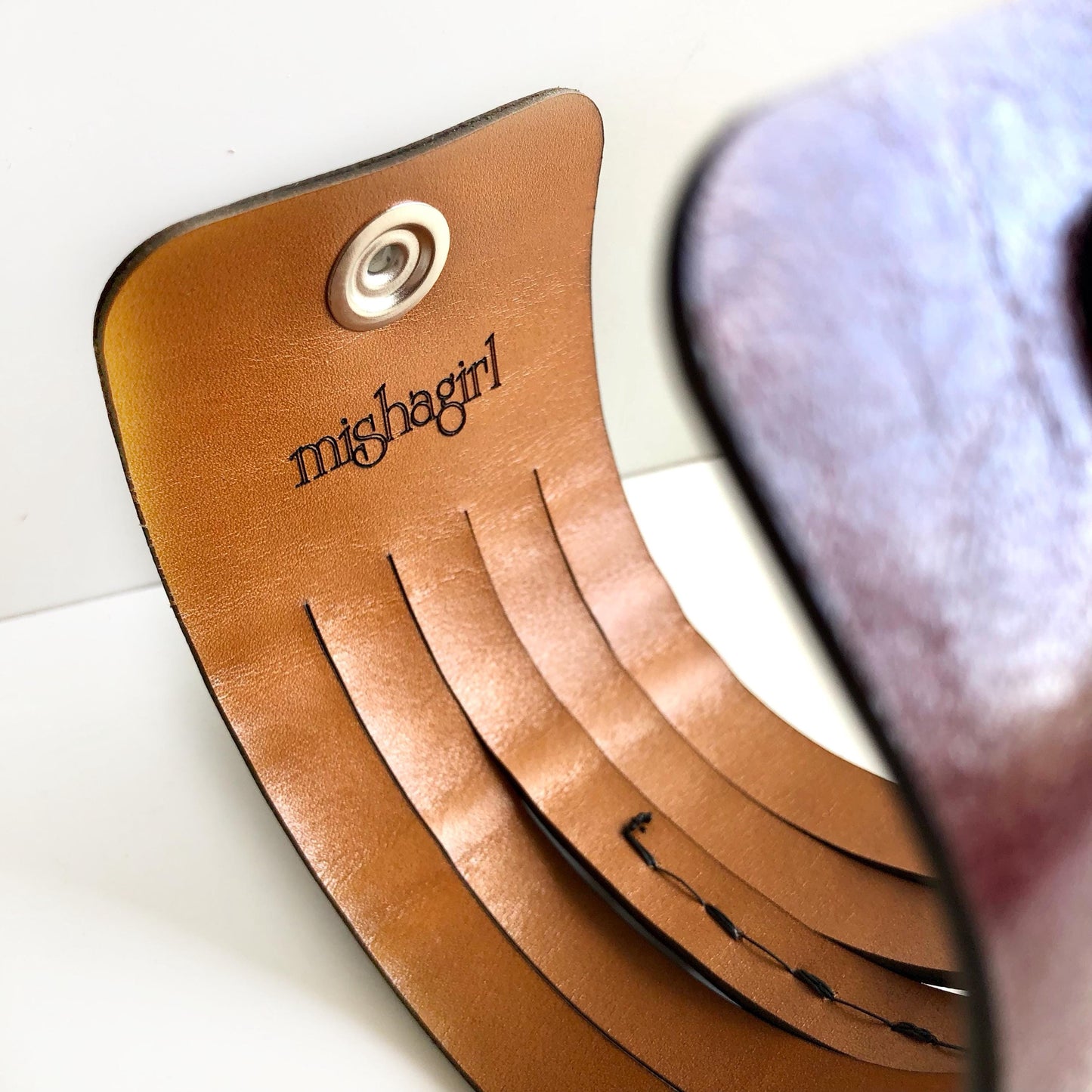 Burgundy Leather Wrist Cuff with Slits