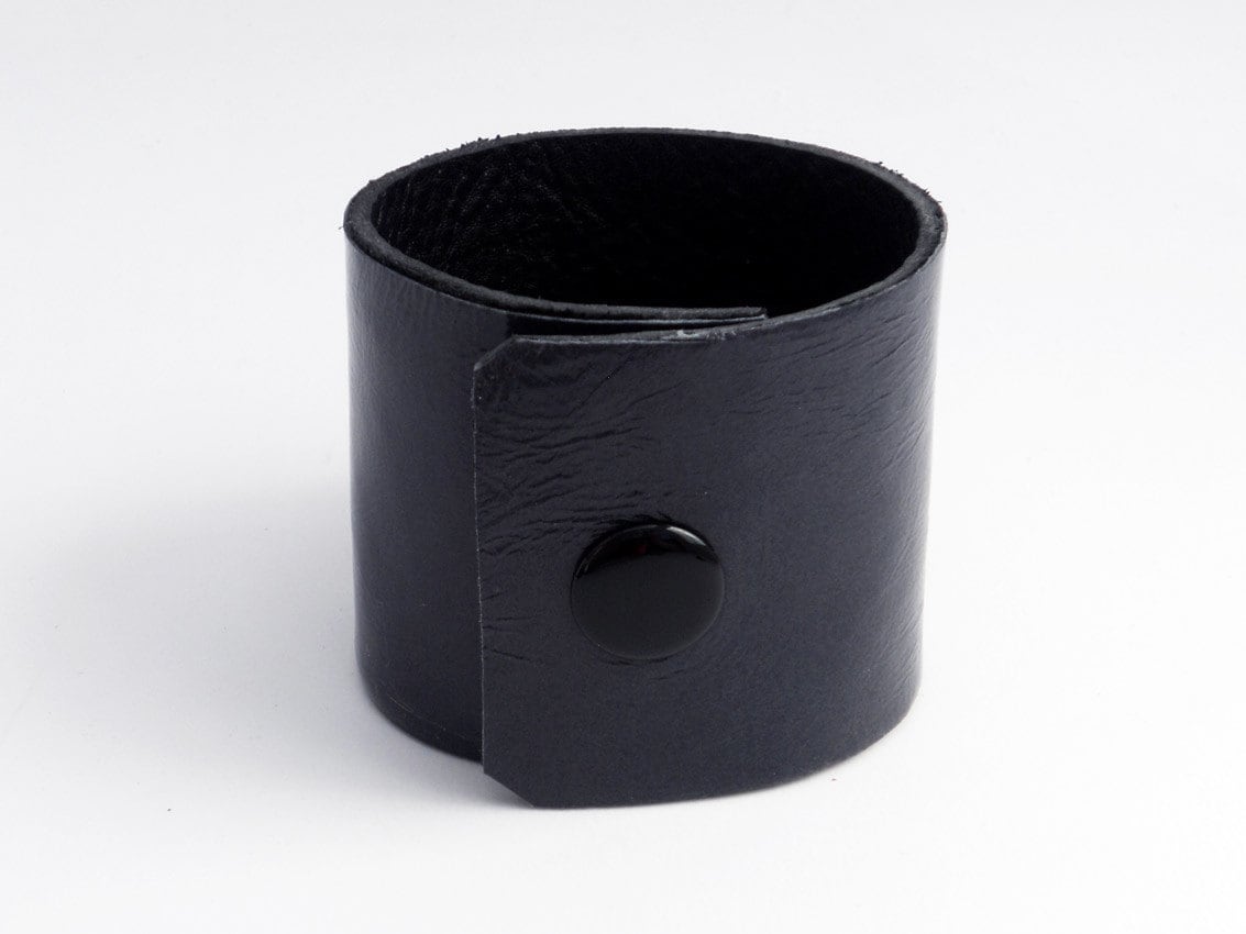 Navy Blue Leather Bracelet with White Carnelian Bead