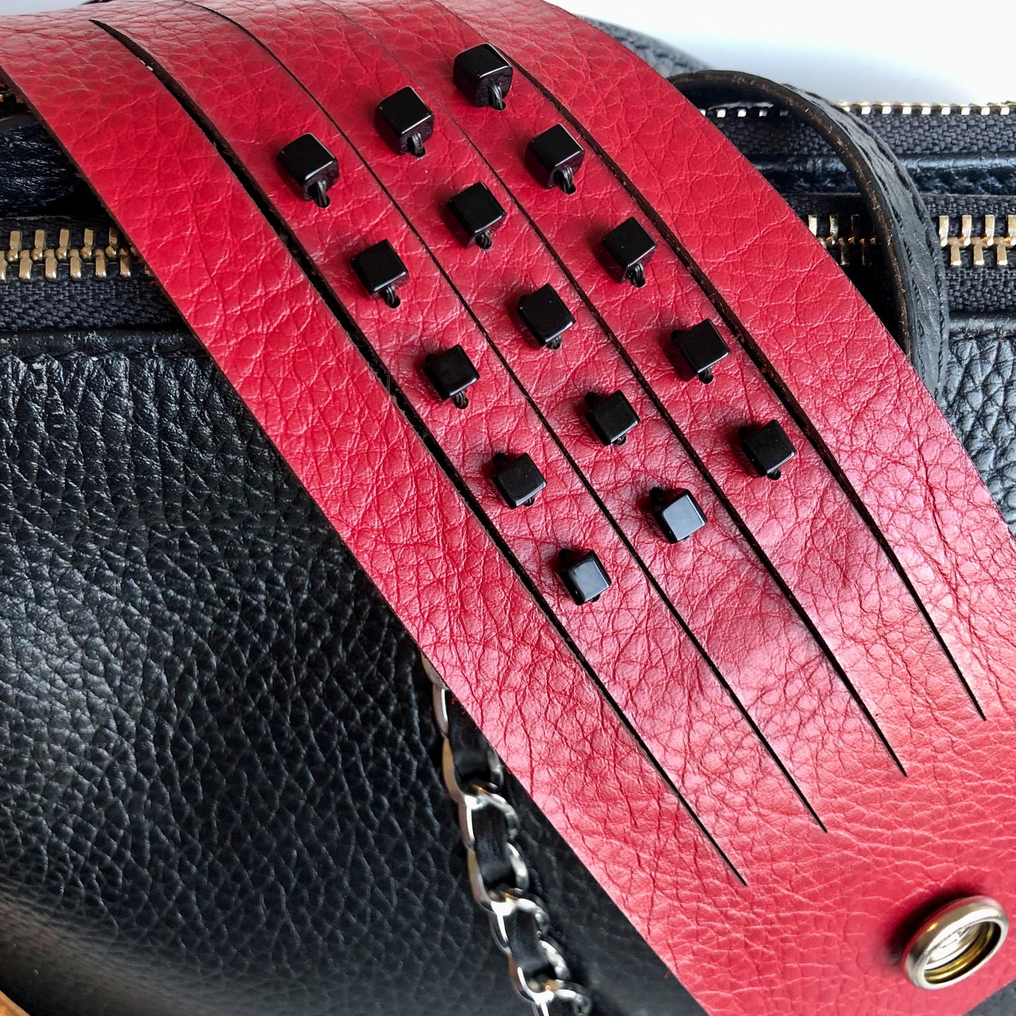 Women's Sexy Red Leather Slit Cuff