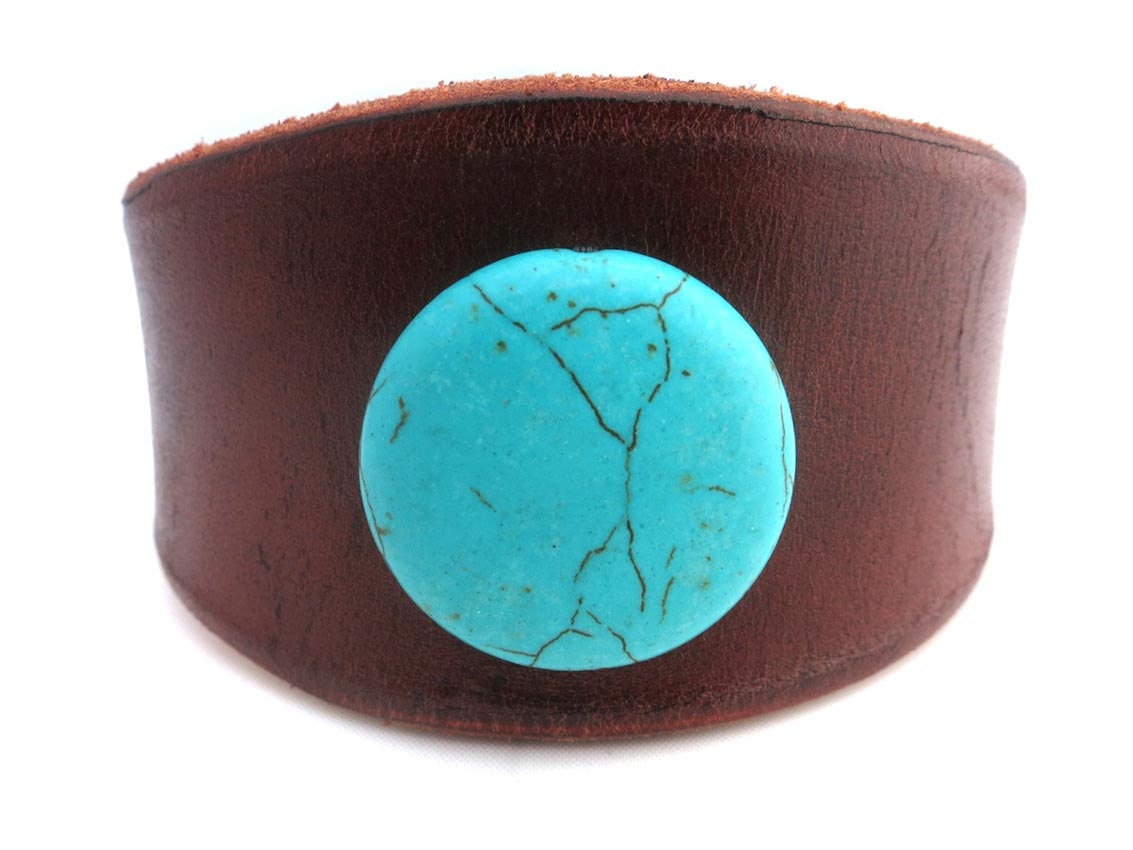 Leather Bracelet with Turquoise Bead