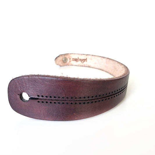 Classic Brown Leather Bracelet for Men Handmade from Rawhide Leather