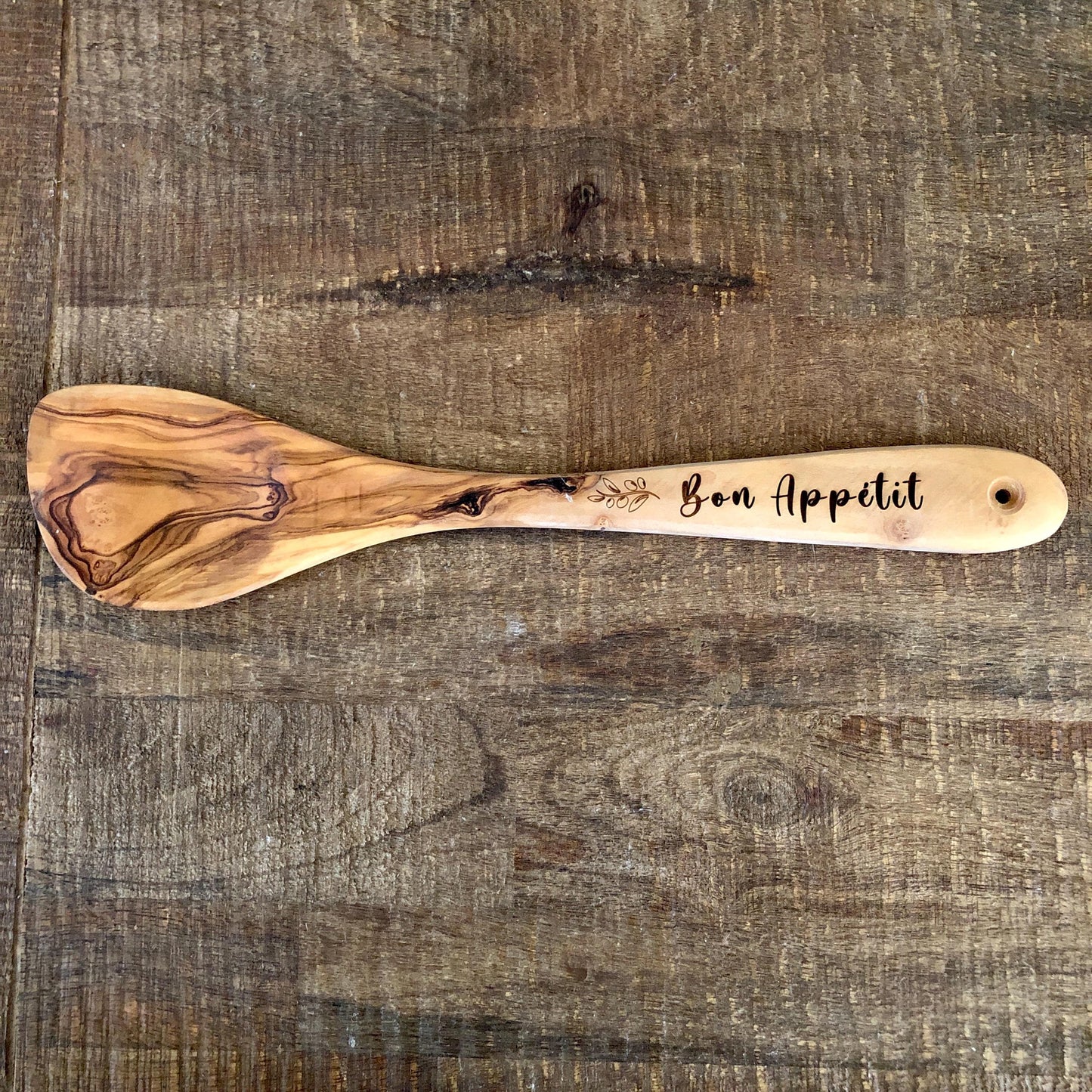Wooden Spoon made from Olive Wood, Bon Appétit