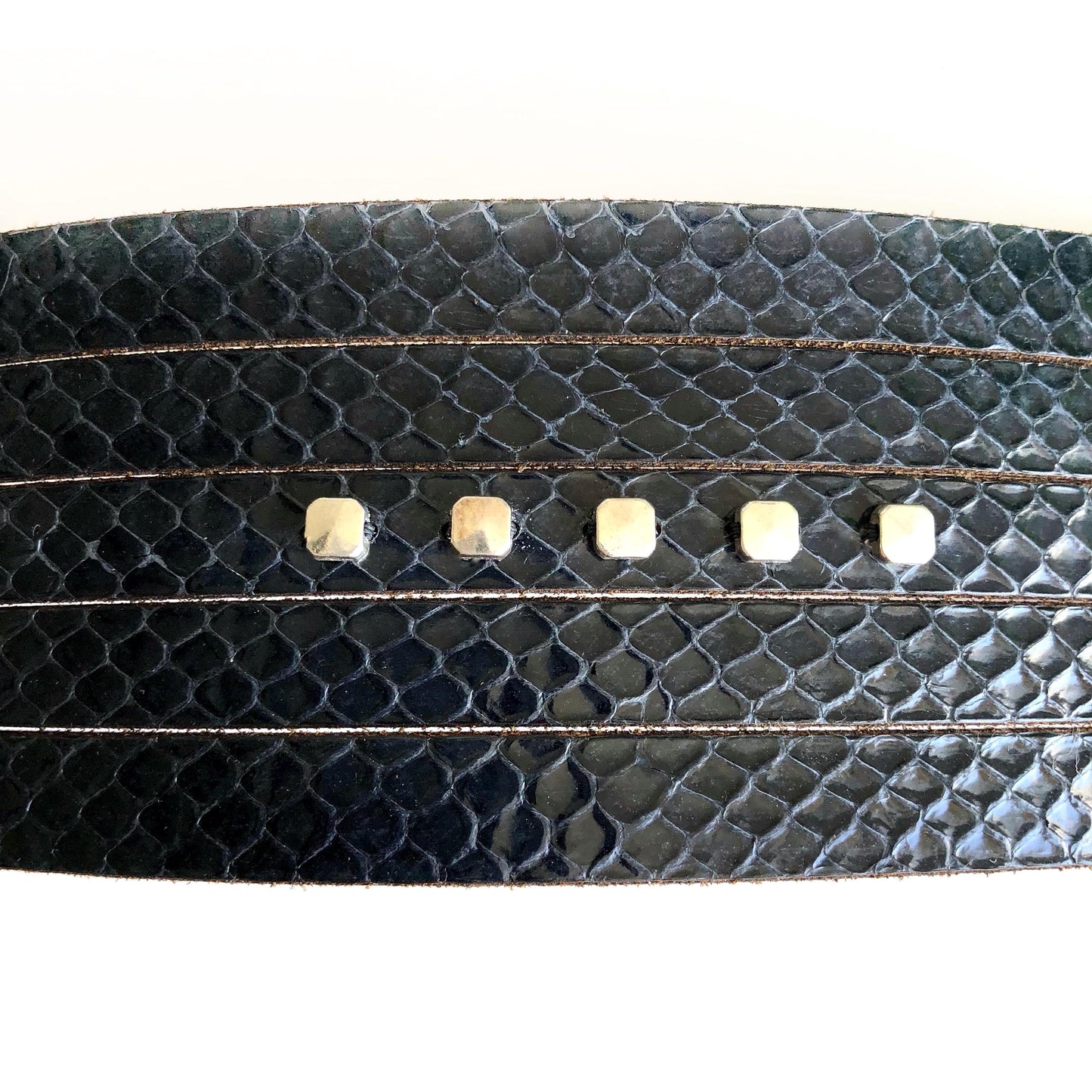 Navy Blue Snakeskin Leather Wrist Cuff with Slits