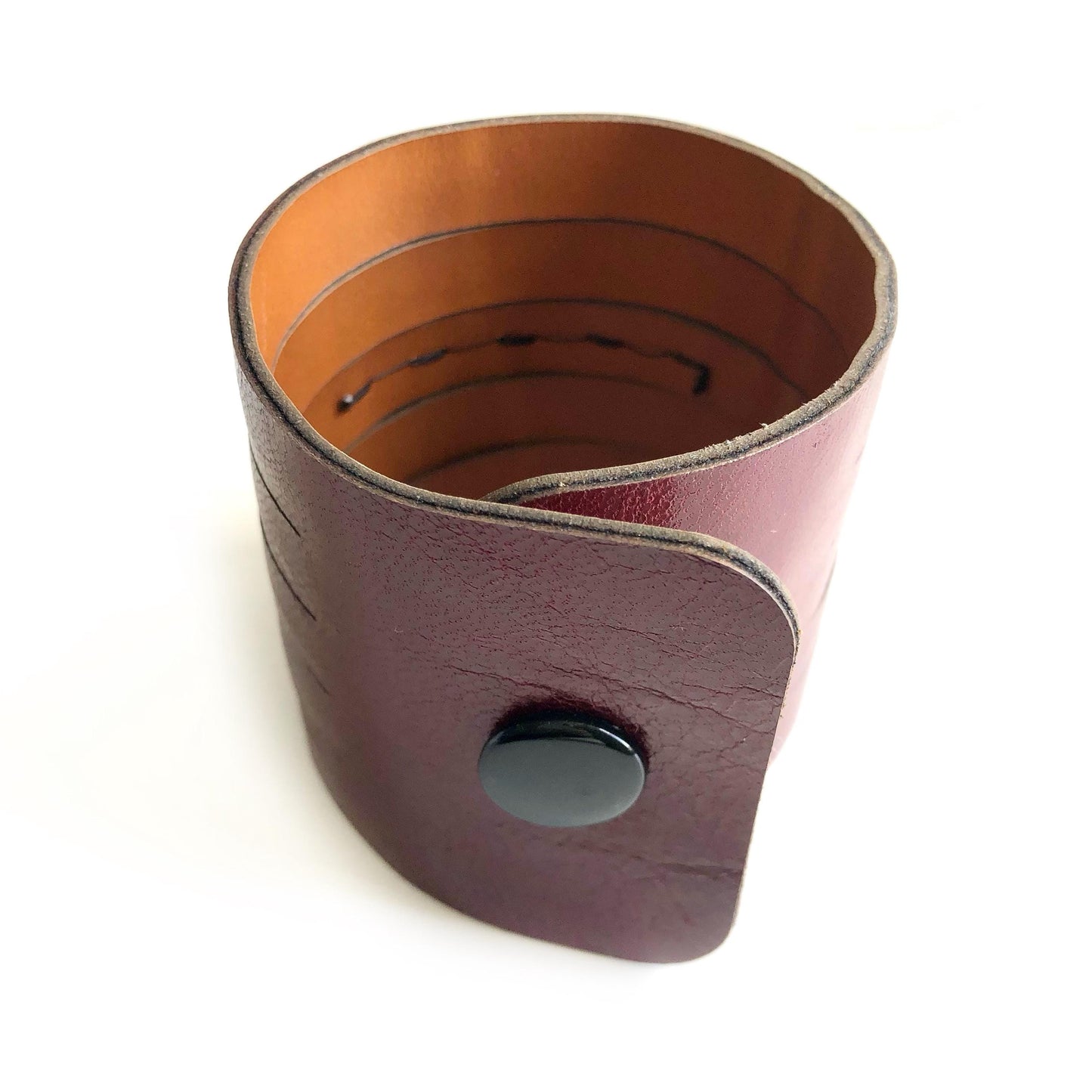Burgundy Leather Wrist Cuff with Slits