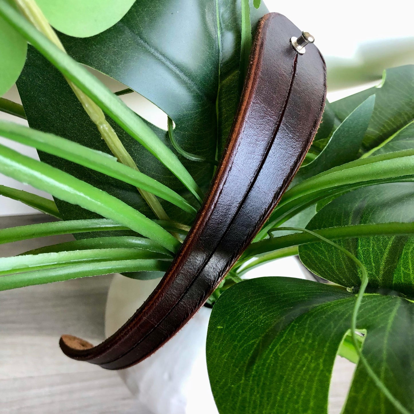 Dark Brown Leather Bracelet for Men Handmade from Rawhide Leather