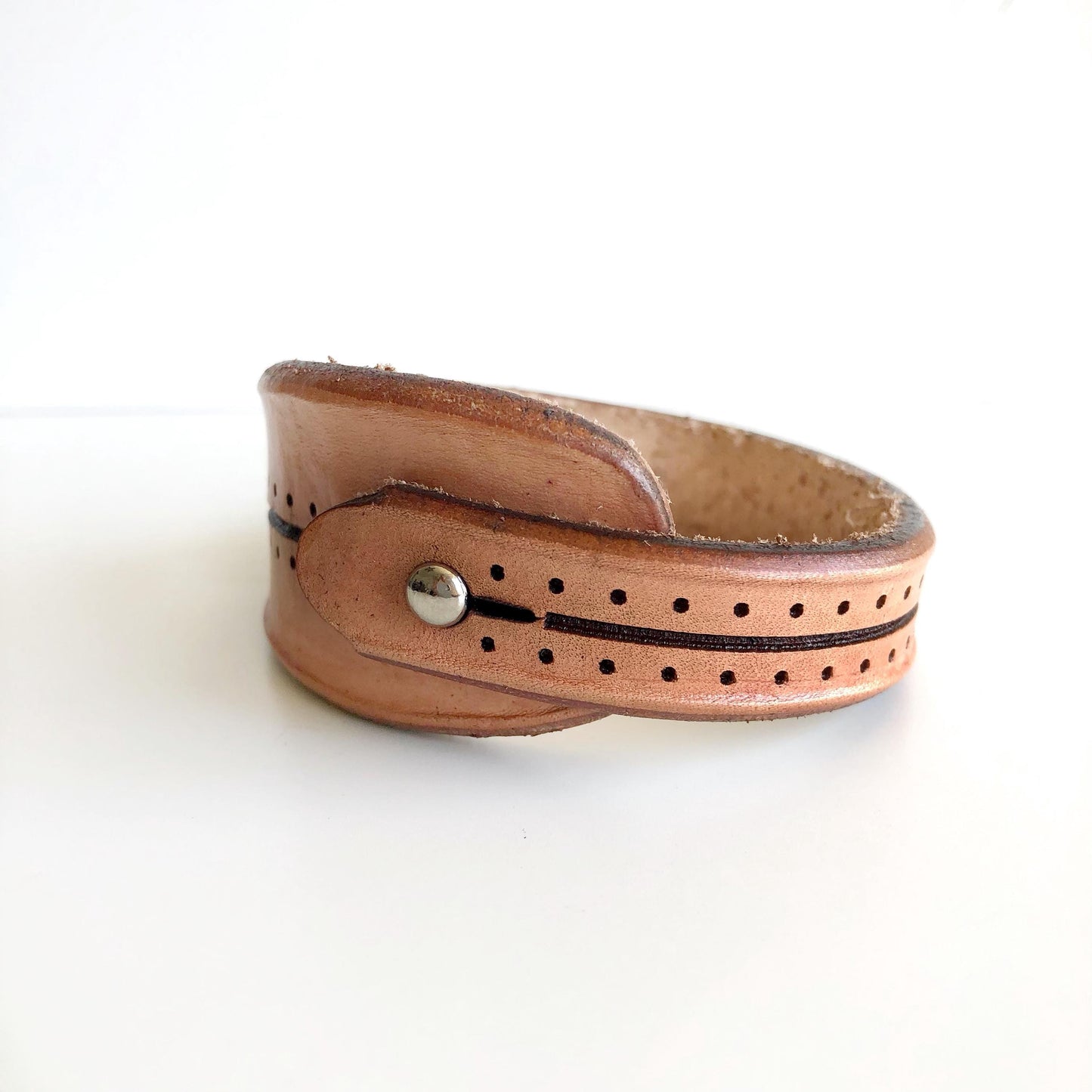 Natural Leather Bracelet for Men Handmade from Rawhide Leather