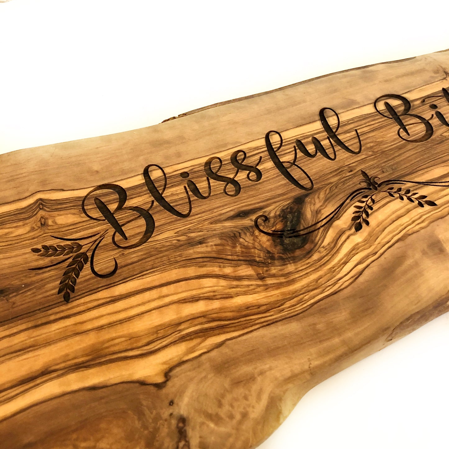 Olive Wood Serving Board: Blissful Bites Laser Etched Appetizer Board