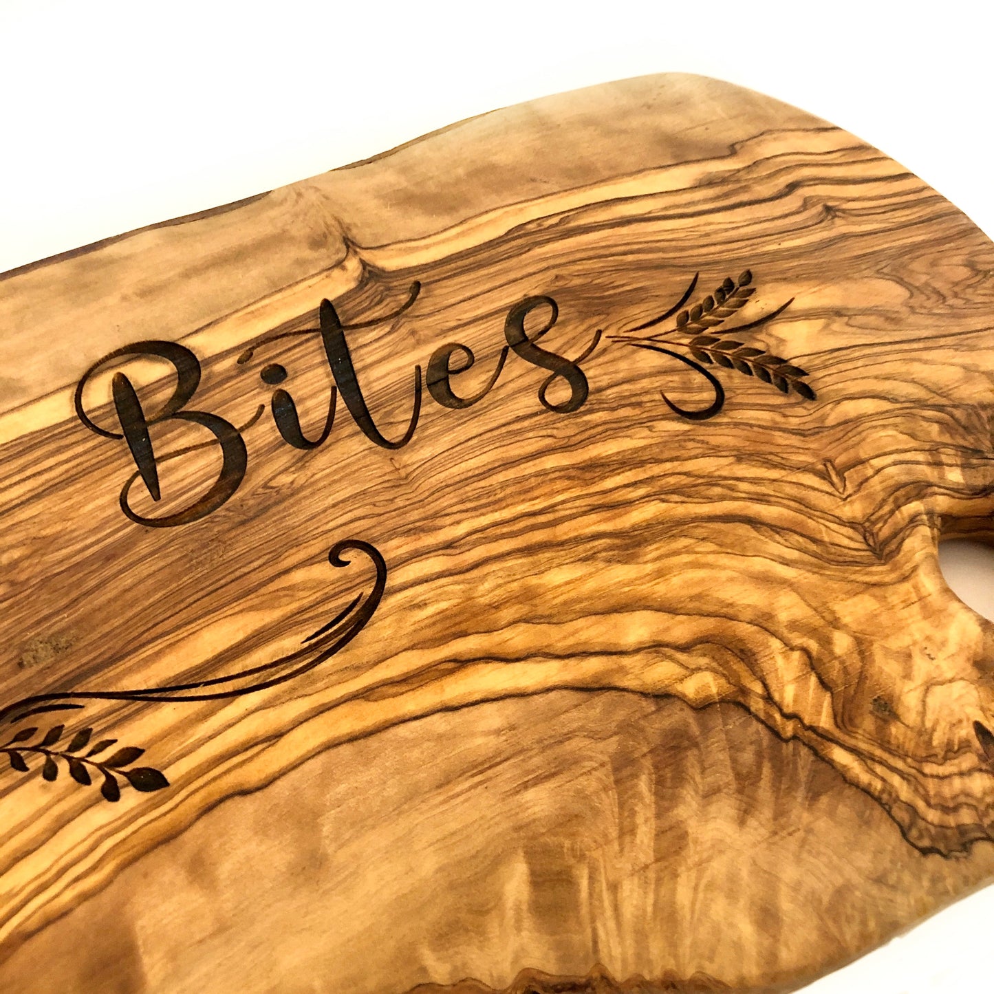 Olive Wood Serving Board: Blissful Bites Laser Etched Appetizer Board
