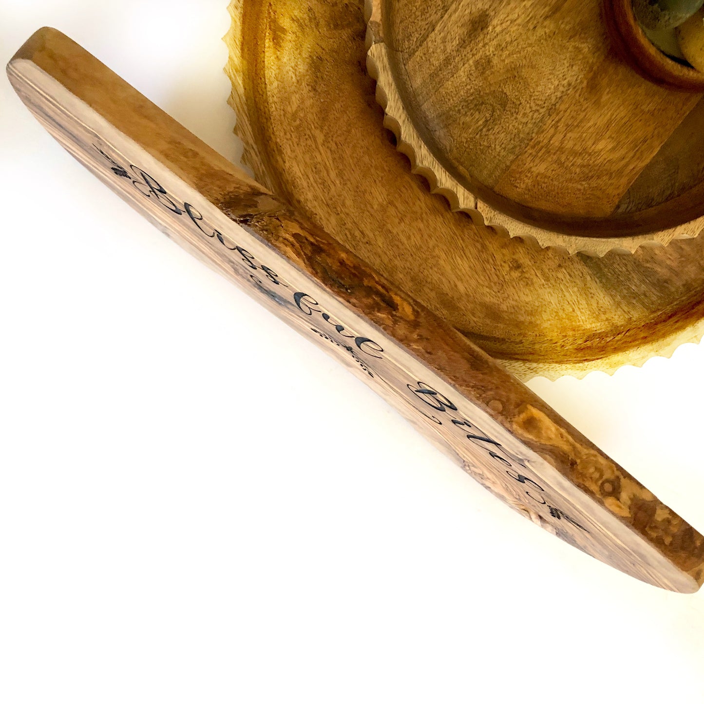 Olive Wood Serving Board: Blissful Bites Laser Etched Appetizer Board