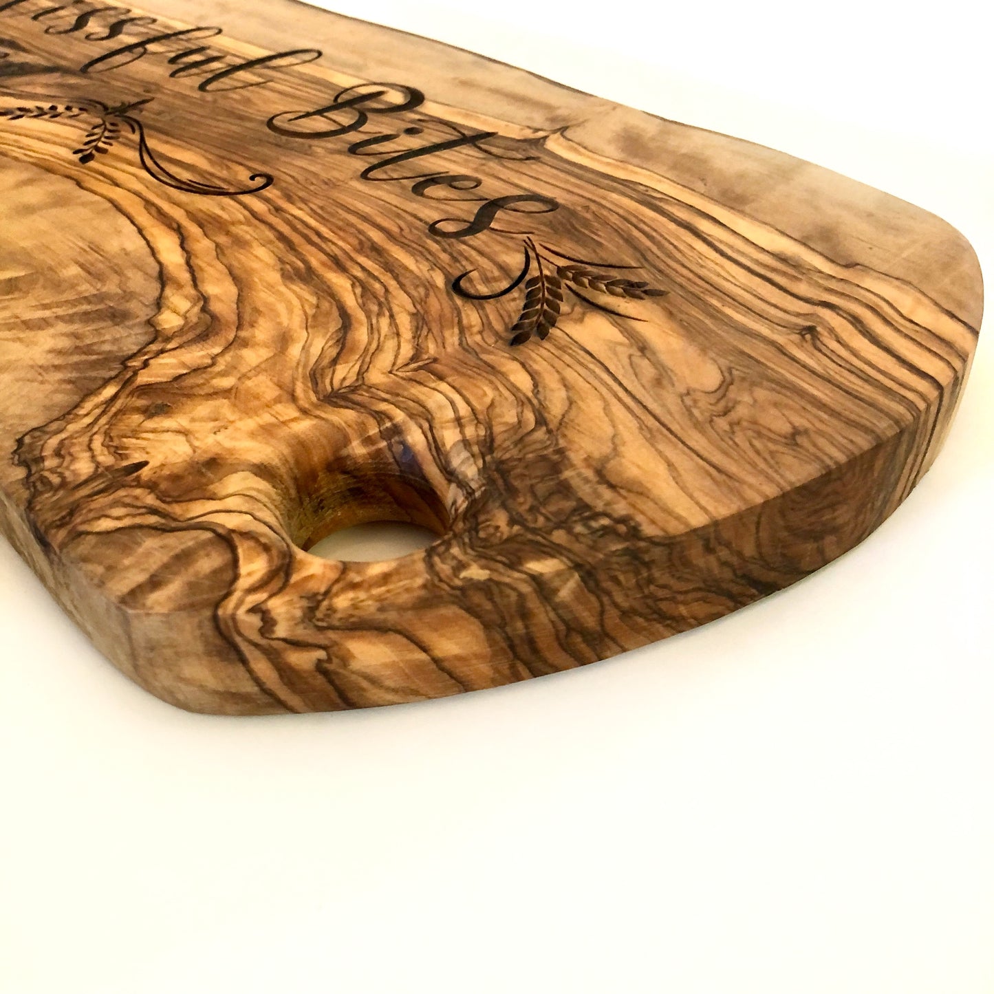 Olive Wood Serving Board: Blissful Bites Laser Etched Appetizer Board