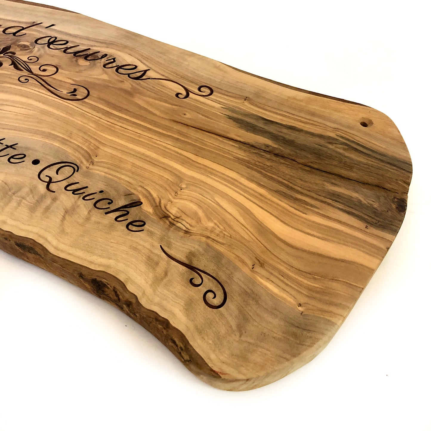 Olive Wood Serving Board: Hors d'oeuvres Laser Etched Appetizer Board