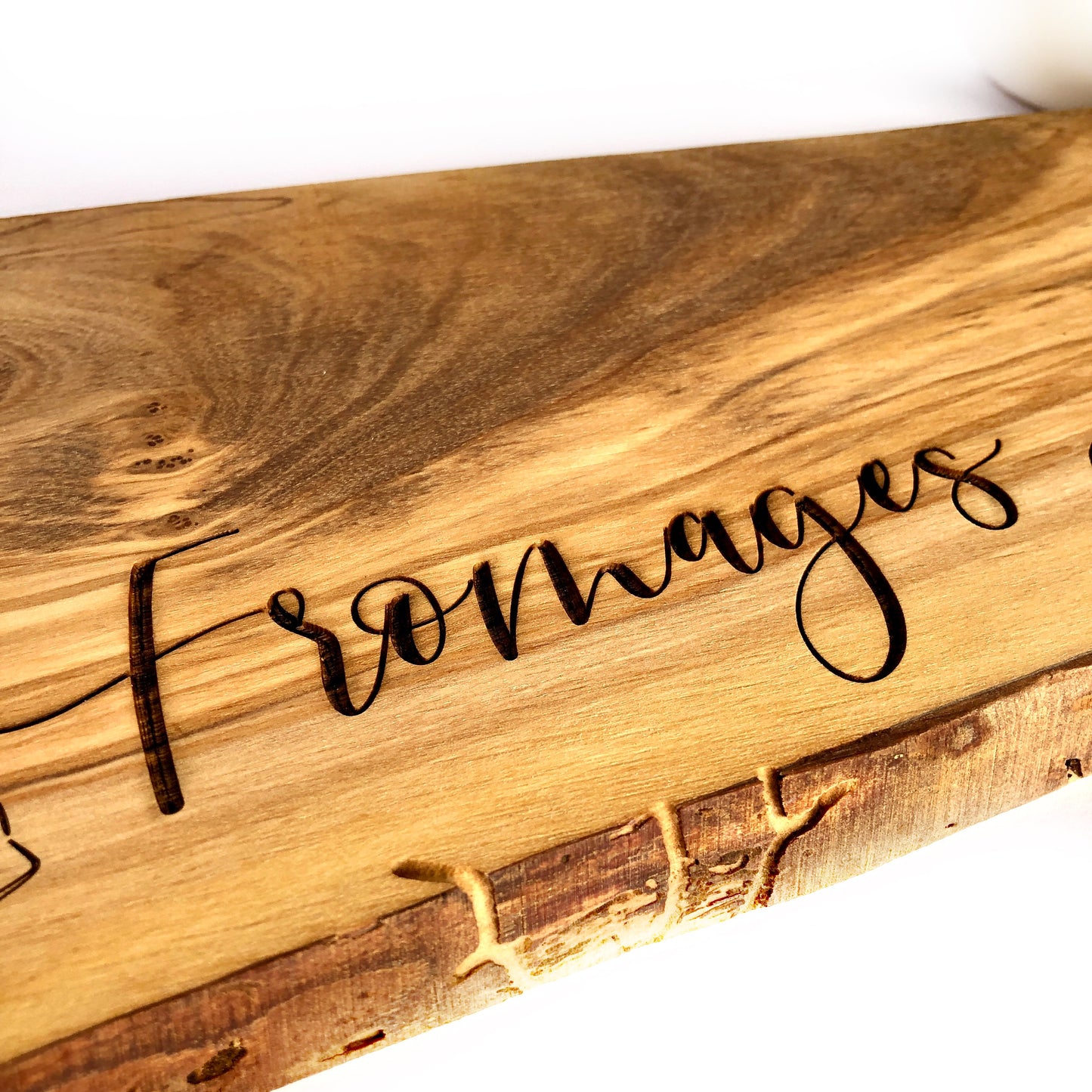 Small Engraved Olive Wood Cheese Board, Fromages