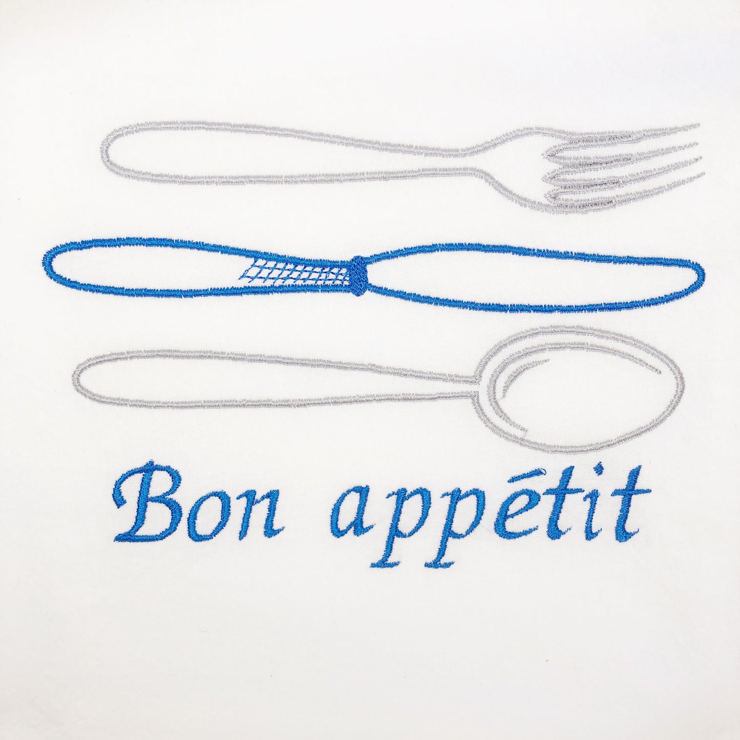 100% Organic Embroidered Cotton Dishtowel, Bon Appétit