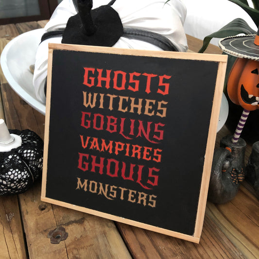 Halloween Decorative Hanging Wall Art: Ghosts, Witches, Goblins, Vampires, Ghouls, Monsters Decorative Sign