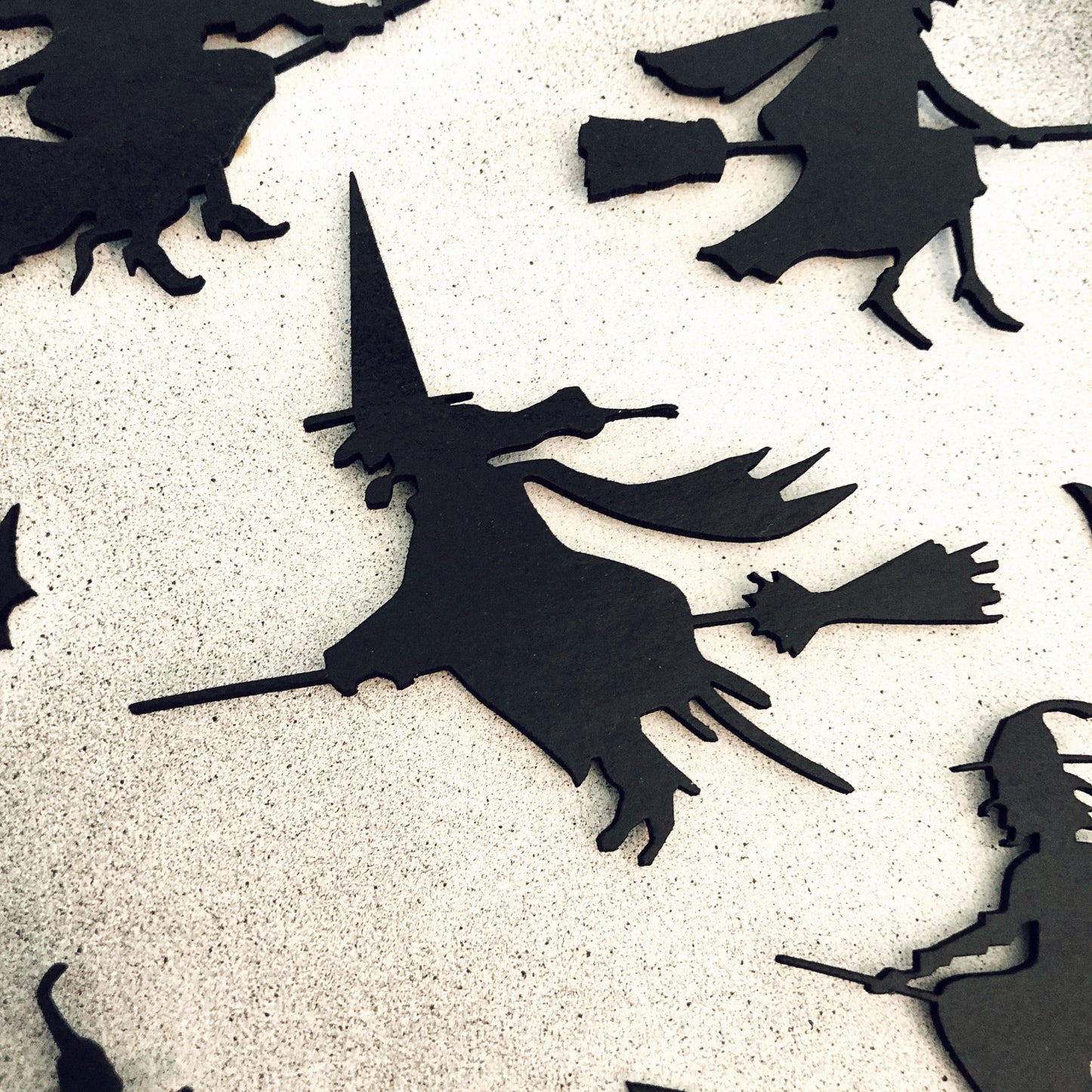 Halloween Hanging Wall Art: Silhouette of Bats and Witches Flying on Broomsticks