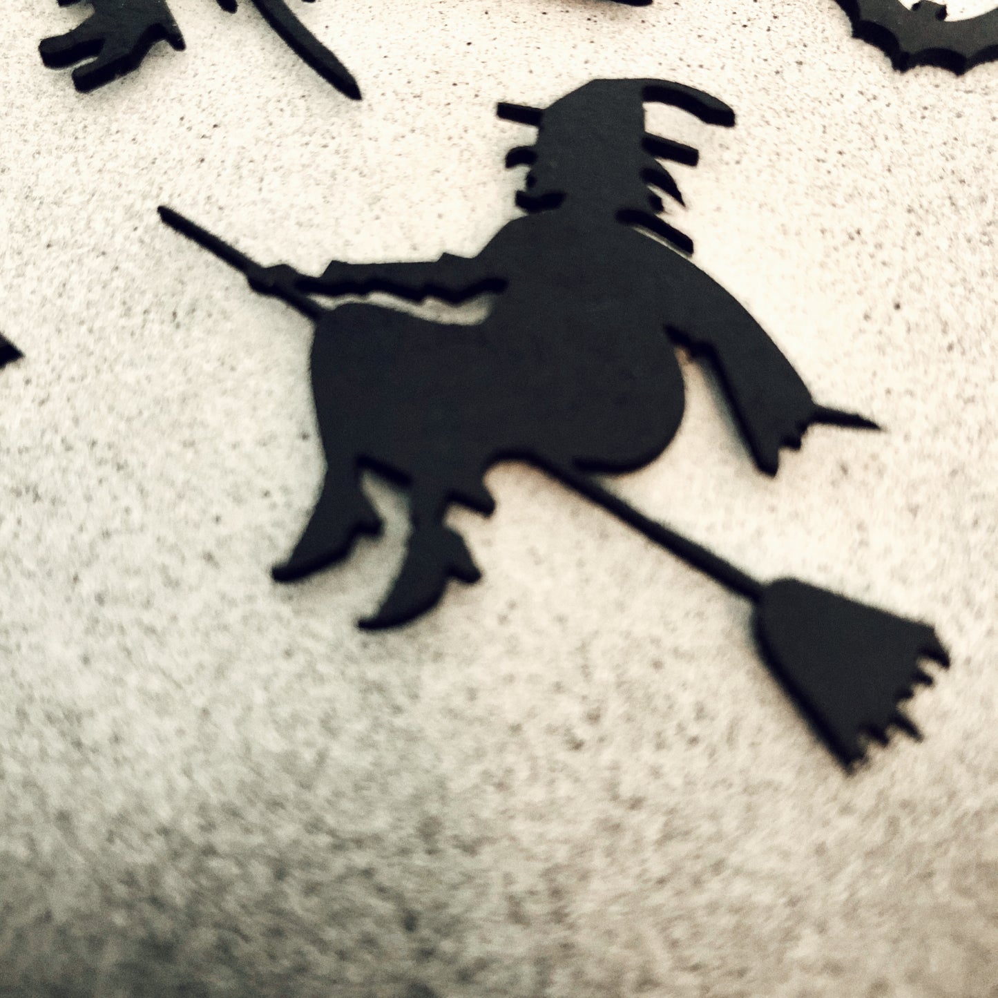 Halloween Hanging Wall Art: Silhouette of Bats and Witches Flying on Broomsticks