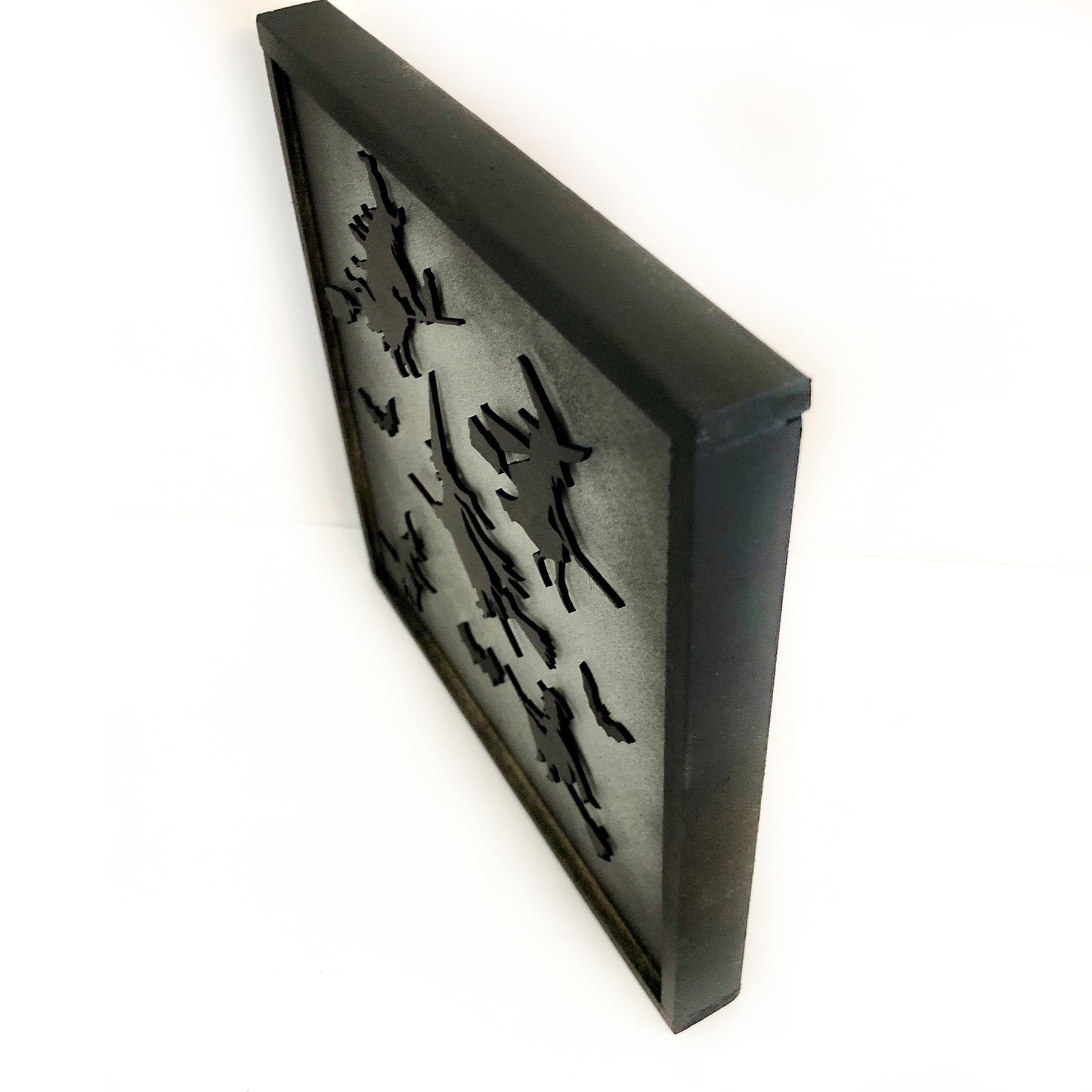 Halloween Hanging Wall Art: Silhouette of Bats and Witches Flying on Broomsticks
