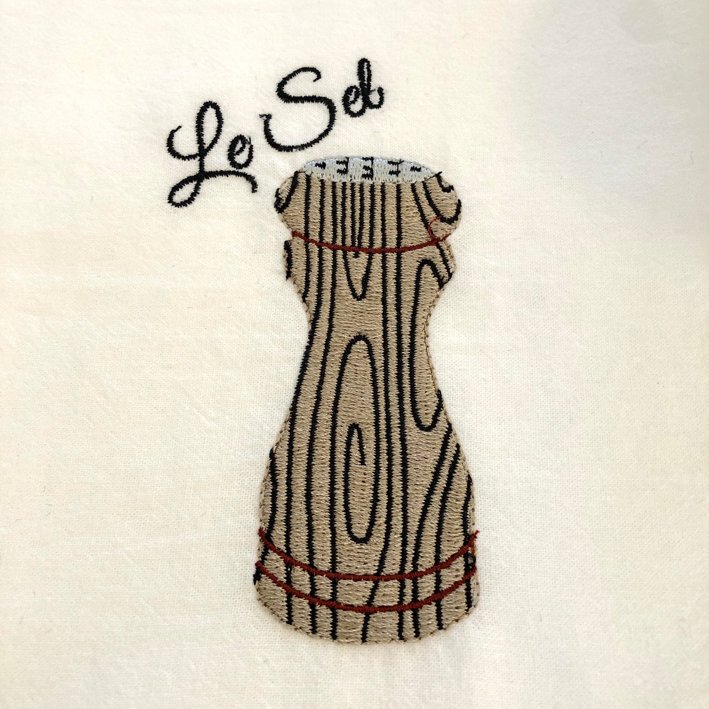 100% Organic Embroidered Cotton Dishtowel, Le Sel