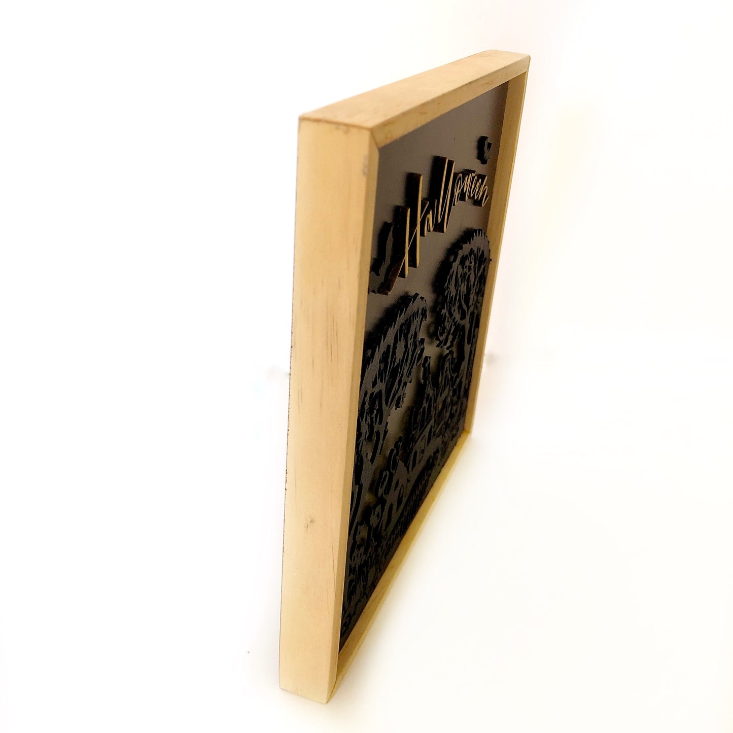 Halloween Hanging Wall Art: Haunted House with Flying Bats, Handmade